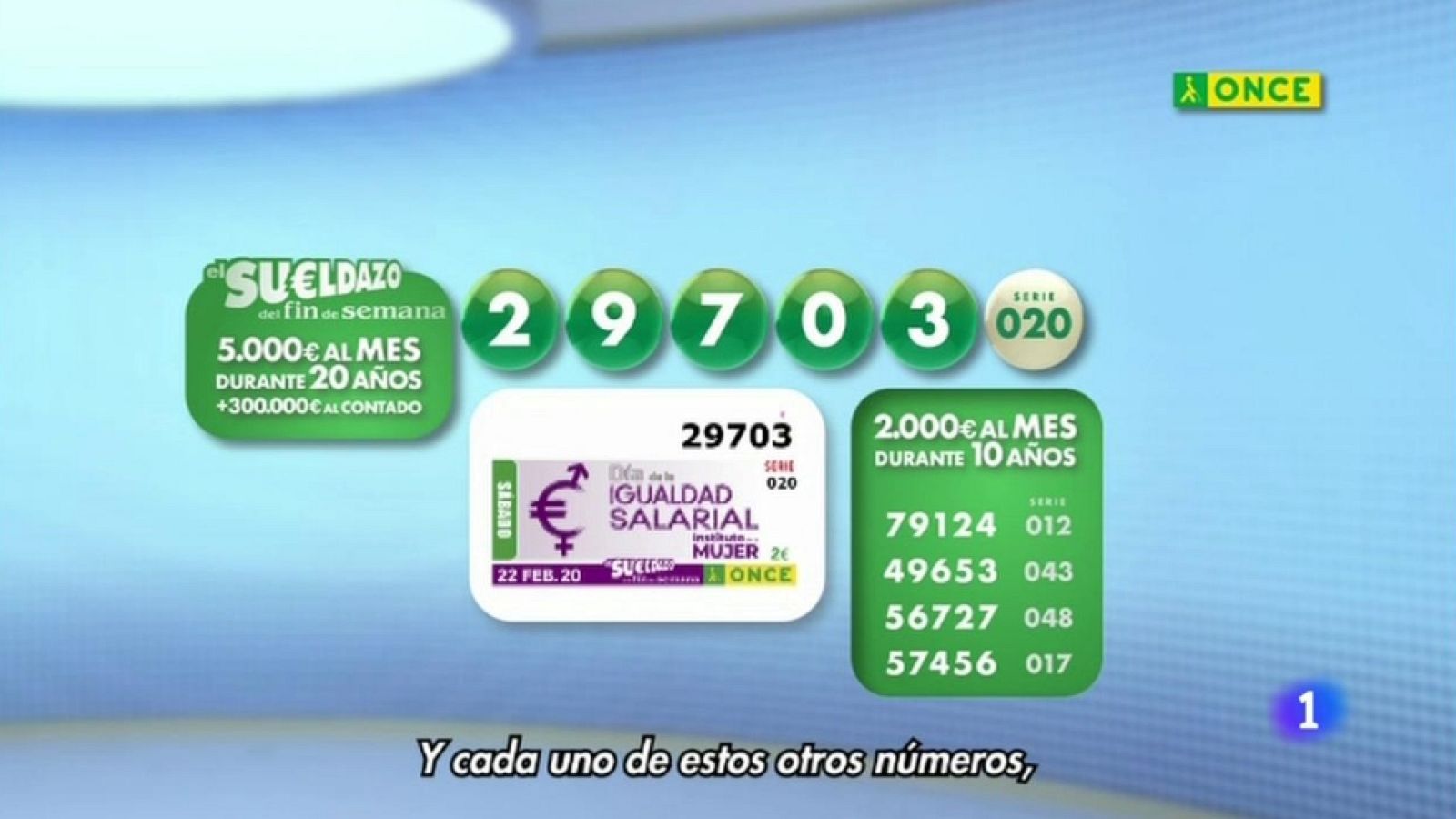 Sorteo ONCE - 22/02/20 - ver ahora