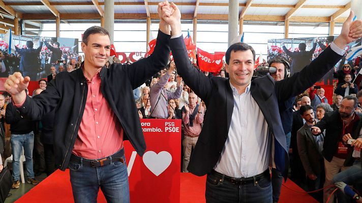 Telediario 1 - Sánchez pide "un cambio" para Galicia frente a un Feijóo que "esconde sus siglas"