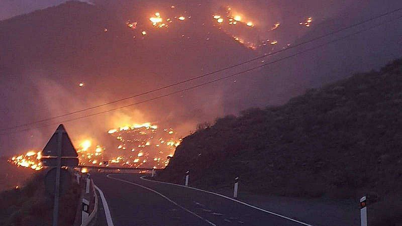 Un incendio en la localidad grancanaria de Tasarte obliga a desalojar un barrio y quema varias casas