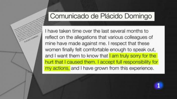 Plácido Domingo pide perdón a las mujeres que lo han denunciado por acoso sexual