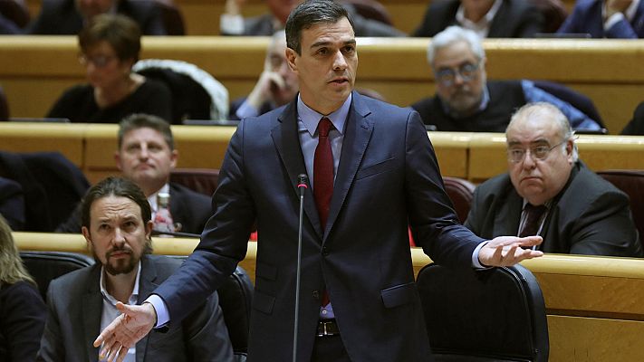 Sánchez insiste en el Senado en que Ábalos se reunió con Delcy Rodríguez para "evitar una crisis diplomática" con Venezuela