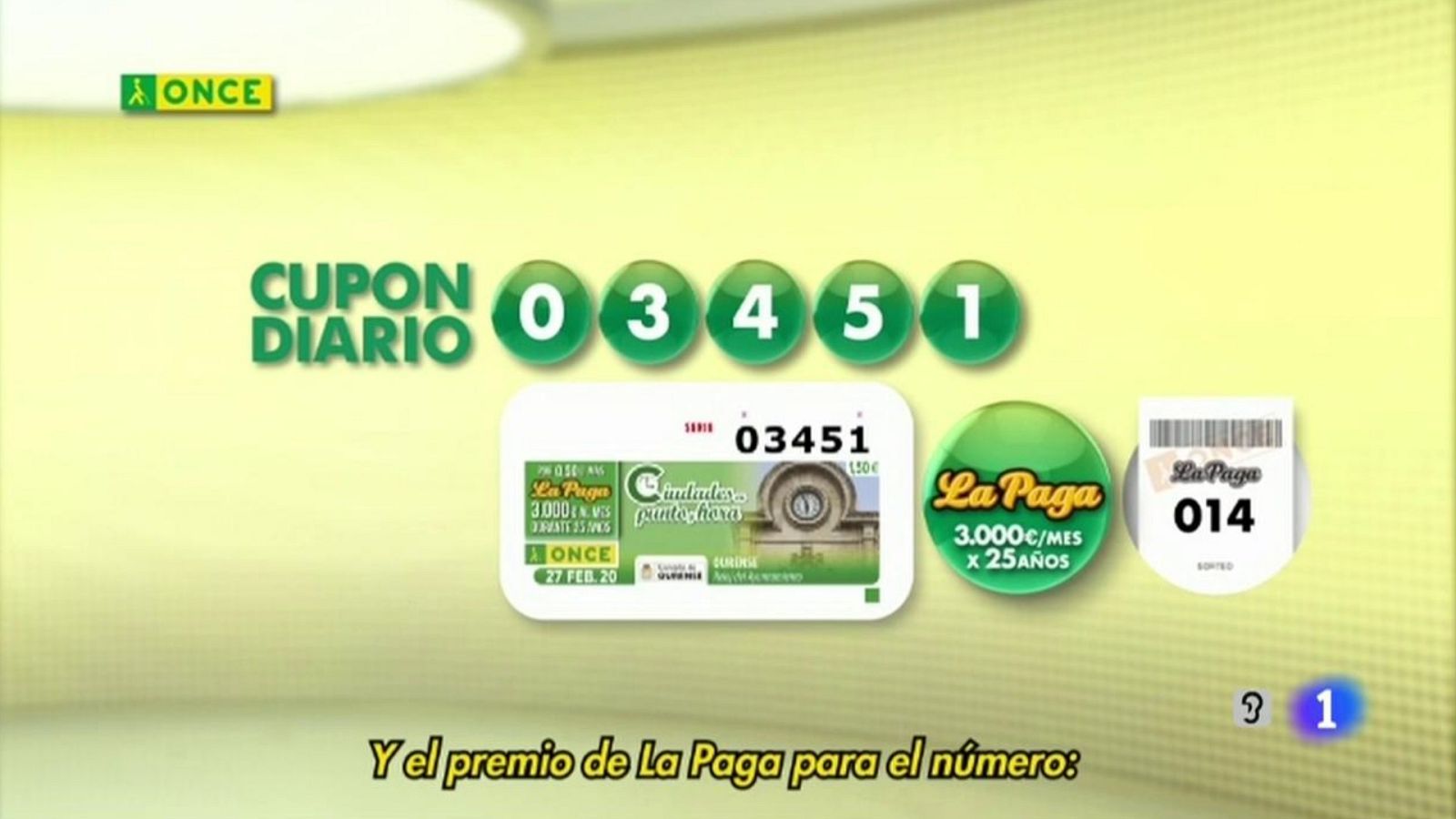 Sorteo ONCE - 27/02/20 - ver ahora