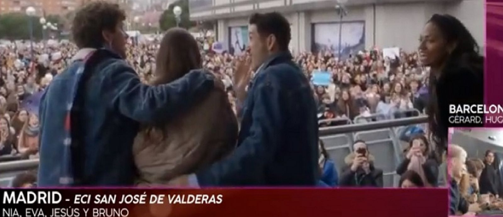 Nia, Jesús, Bruno y Eva en su primera toma de contacto con los fans de Madrid