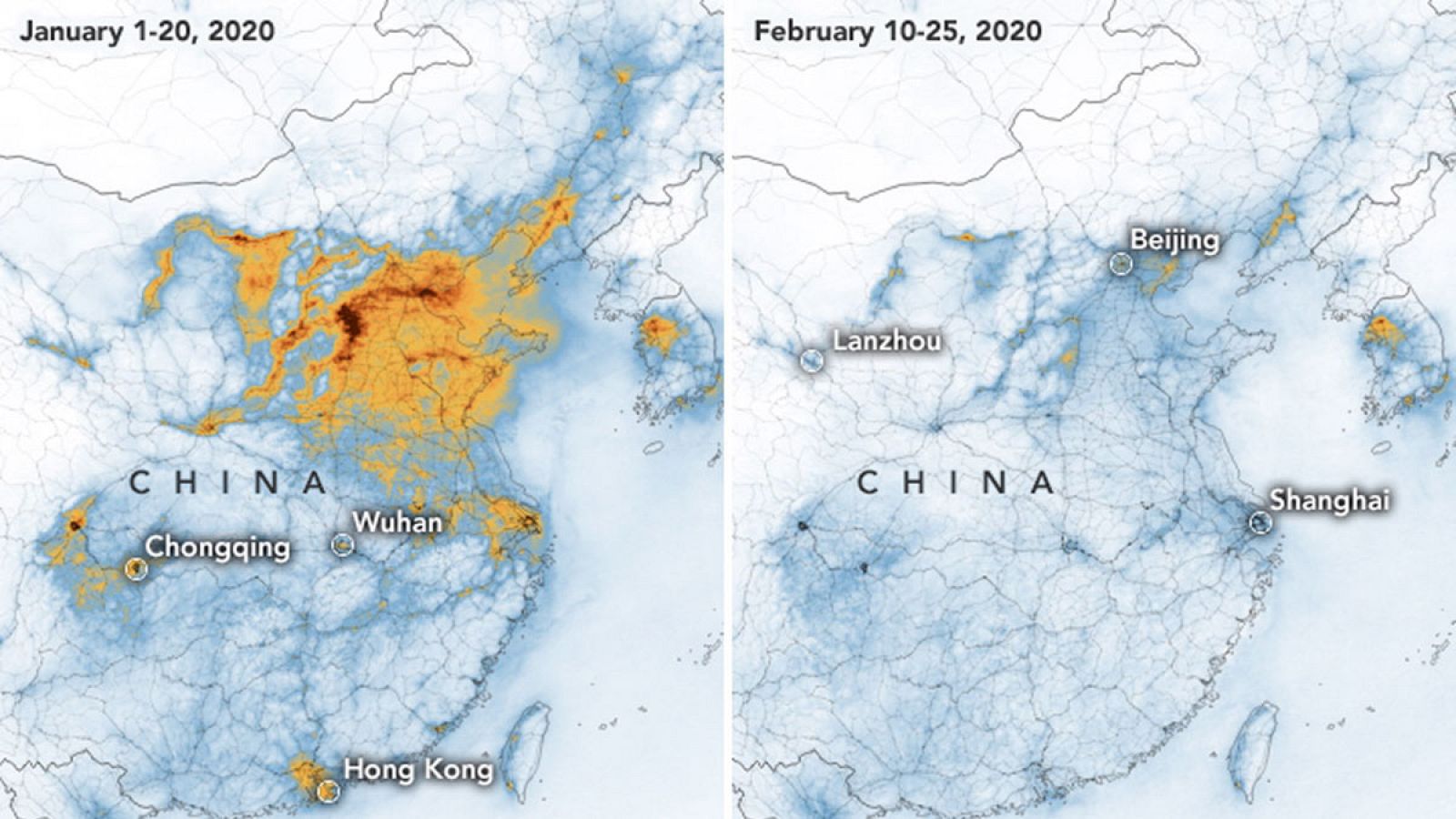 Coronavirus | La nube de contaminación de China disminuye por el ...
