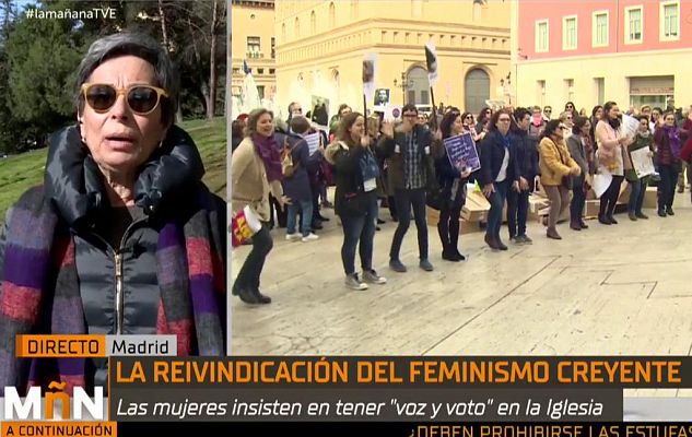 La Mañana - Las calles de Madrid se llenan de feministas creyentes bajo el lema: "Hasta que la igualdad se haga costumbre"