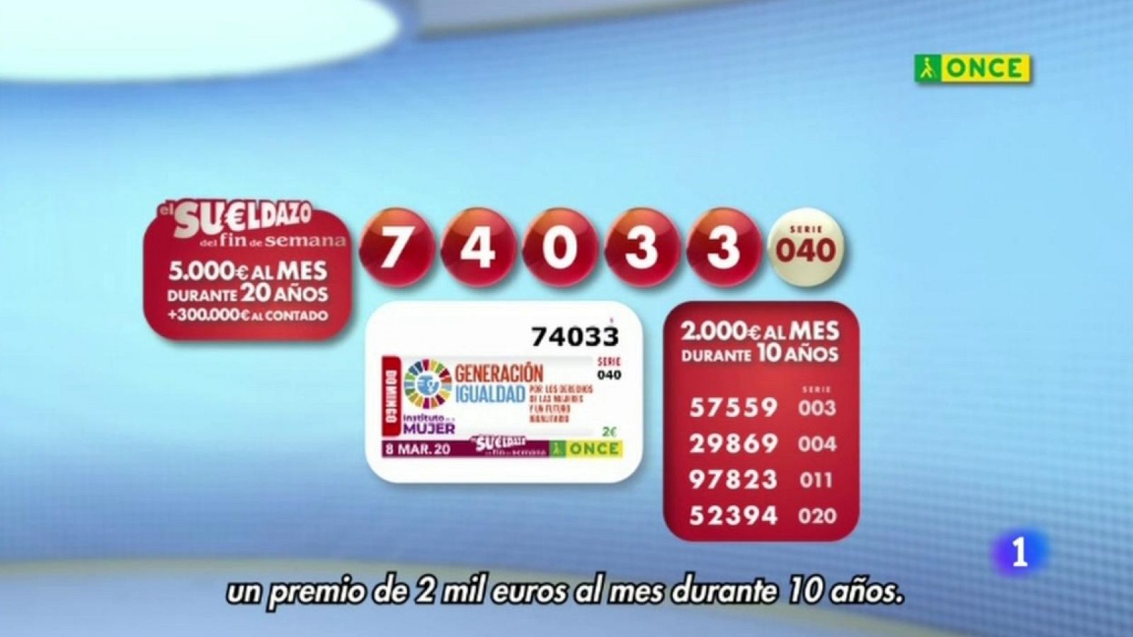 Sorteo ONCE - 08/03/20 - ver ahora