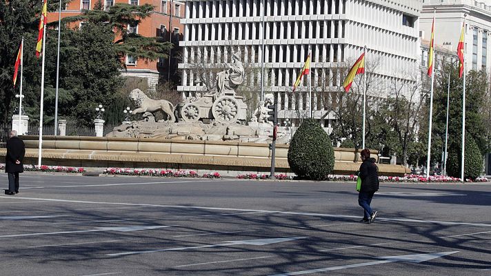 Telediario 1 - Madrid frena su ritmo tras las medidas de contención del coronavirus