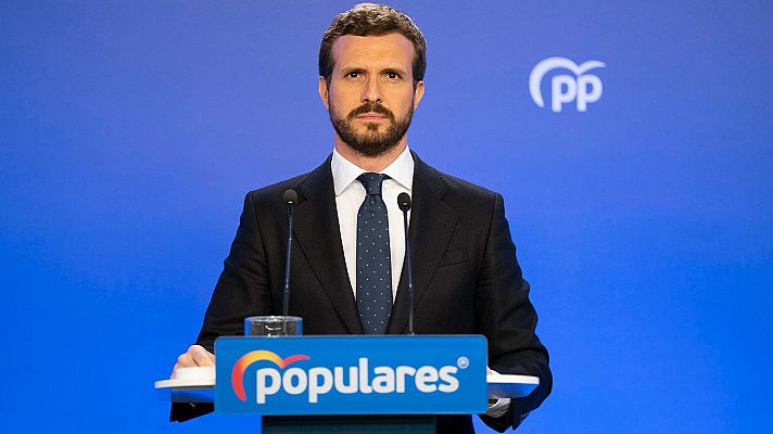 Telediario 1 - Casado apoya el estado de alarma pero reprocha a Sánchez "negligencias"