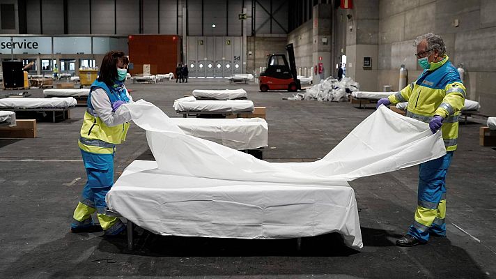 Telediario 1 - Los primeros pacientes con coronavirus ya han dormido en el hospital de Ifema