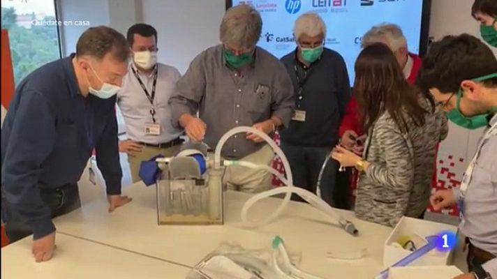 Telediario 1 - Un nuevo respirador hecho con impresoras 3D para combatir el coronavirus