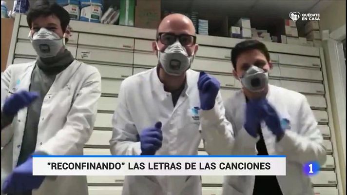 Telediario 1 - Canciones recompuestas por el confinamiento e imágenes de aplausos