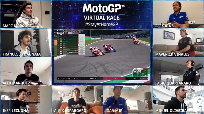 Telediario 1 - Los pilotos de MotoGP compiten desde casa