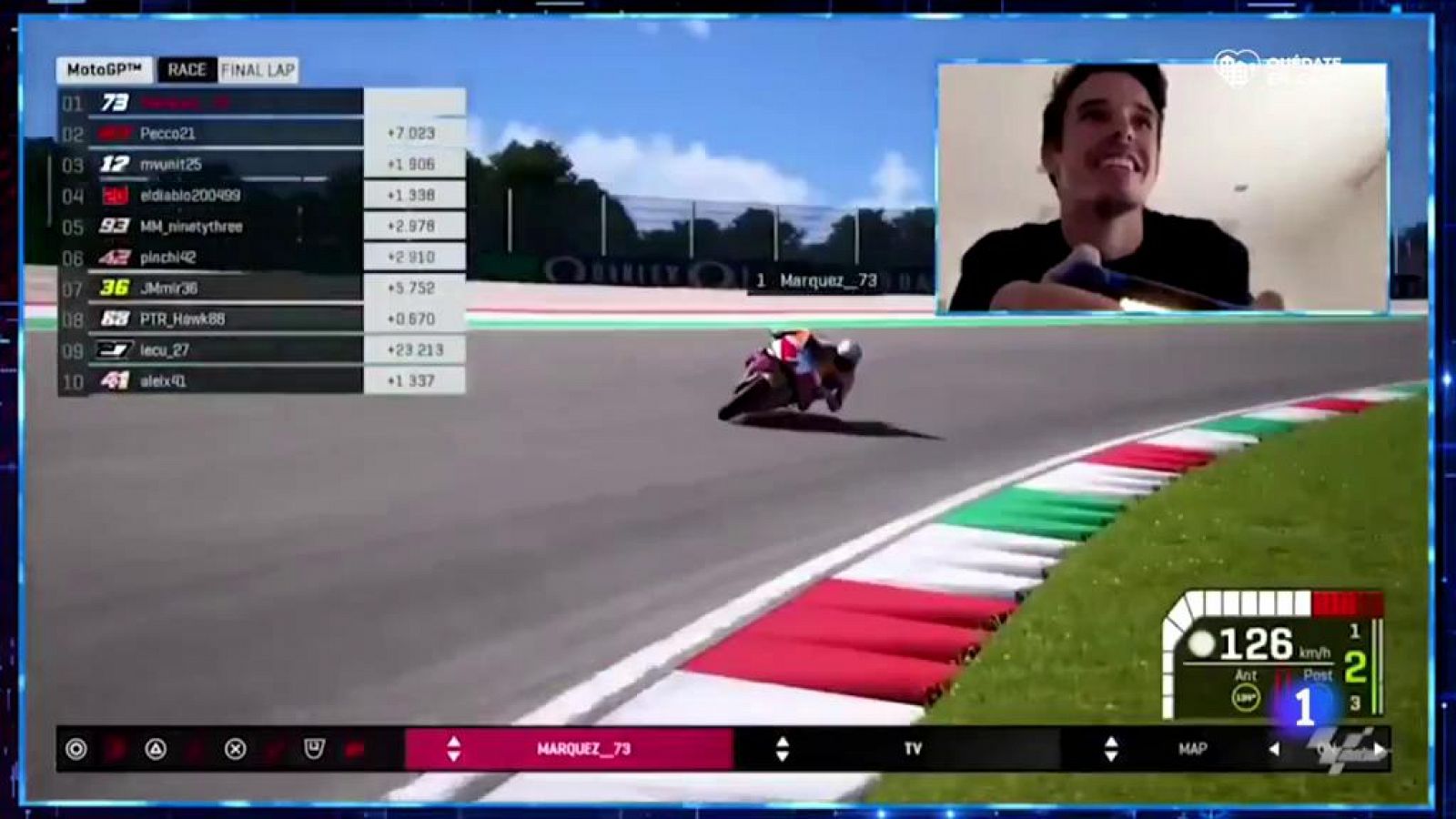 Álex Márquez mata el gusanillo a los mandos de su moto en la videoconsola | Ver