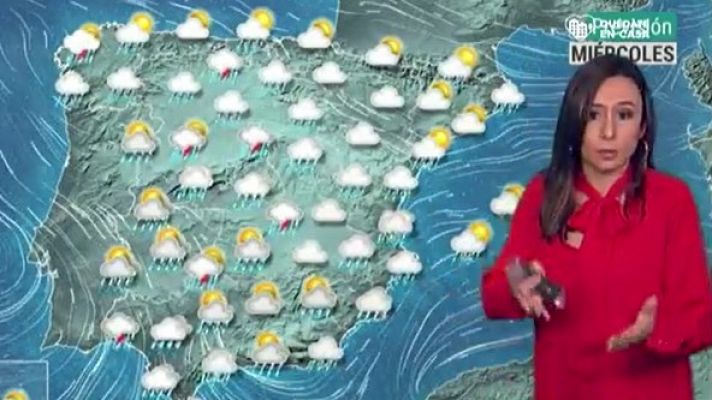 Telediario 1 - La AEMET prevé lluvia en la mitad occidental y fuerte viento en Galicia