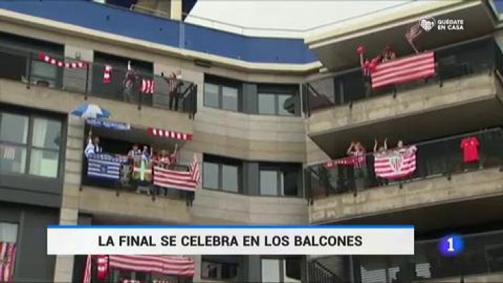 El derbi vasco en la final de Copa del Rey se ha trasladado a los balcones