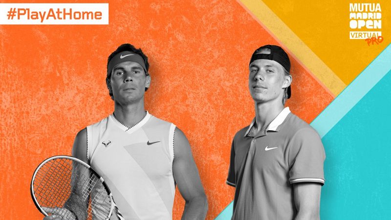 Nadal se impone a Shapovalov en el desempate de su enfrentamiento vrtual correspondiente a la primera jornada del Mutua Madrid Open Virtual Pro.