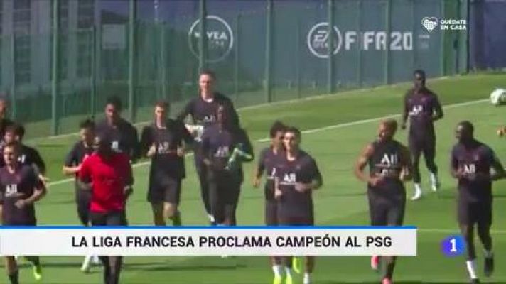 Telediario 1 - Las grandes ligas, en el aire; en Francia, el PSG, campeón