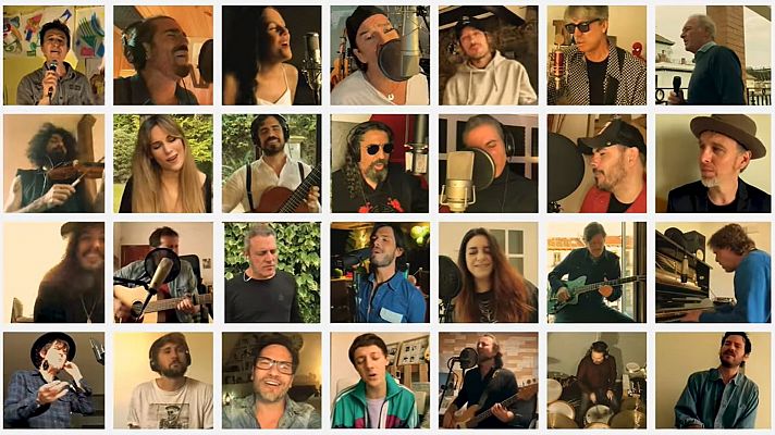 Telediario 1 - Los Secretos se rodean de amigos para apoyar la lucha contra el coronavirus