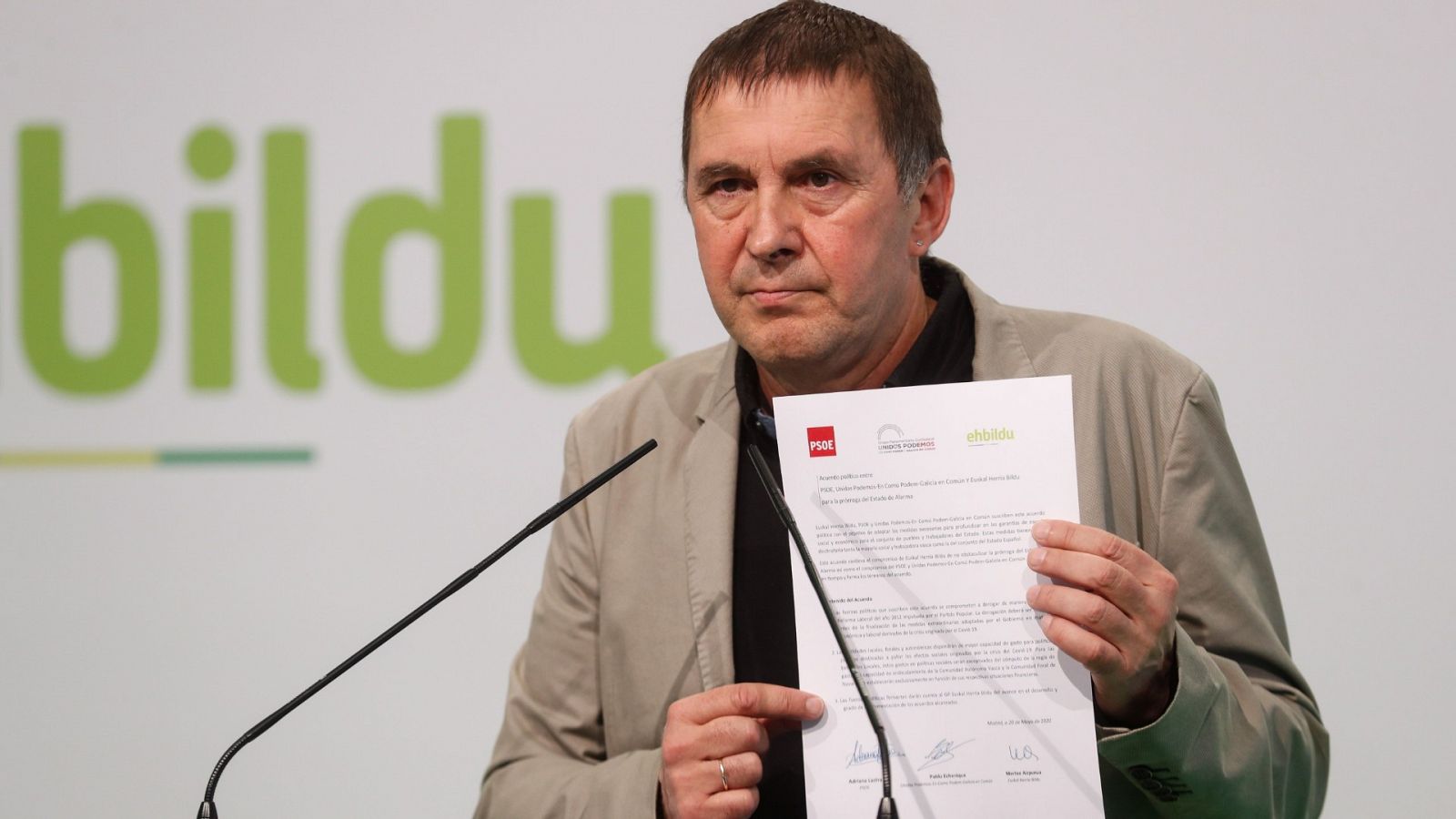 Otegi dice que el pacto para derogar la reforma laboral debe cumplirse: "Las notas aclaratorias no alteran los acuerdos"