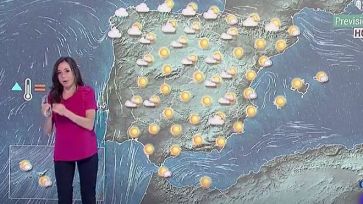Telediario 1 - La Aemet prevé para hoy altas temperaturas en los valles del Ebro, Tajo, Guadiana y Guadalquivir