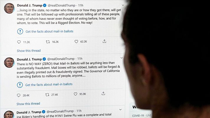 Telediario 1 - Twitter verfica por primera vez un mensaje de Trump
