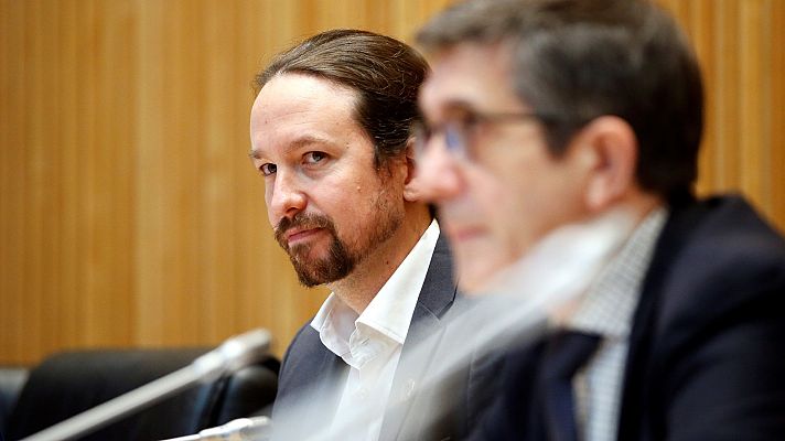 Telediario 1 - Iglesias dice que a Vox le "gustaría dar un golpe de Estado" y Espinosa de los Monteros abandona la comisión