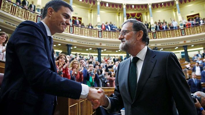 Telediario 1 - Se cumplen dos años desde la moción de censura a Rajoy que convirtió a Sánchez en presidente