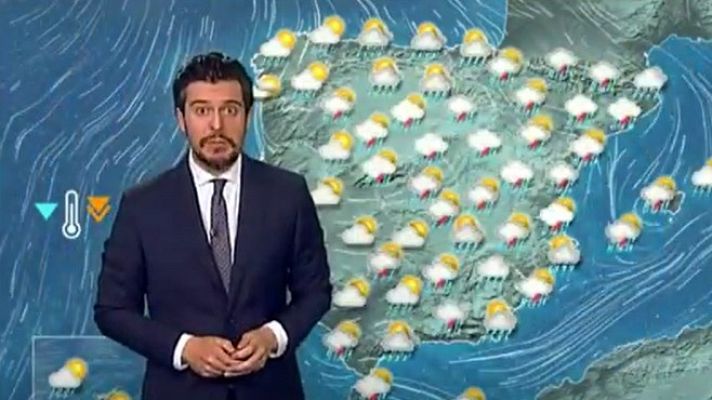 Telediario 1 - La Aemet prevé nubosidad abundante con chubascos ocasionales y descenso térmico