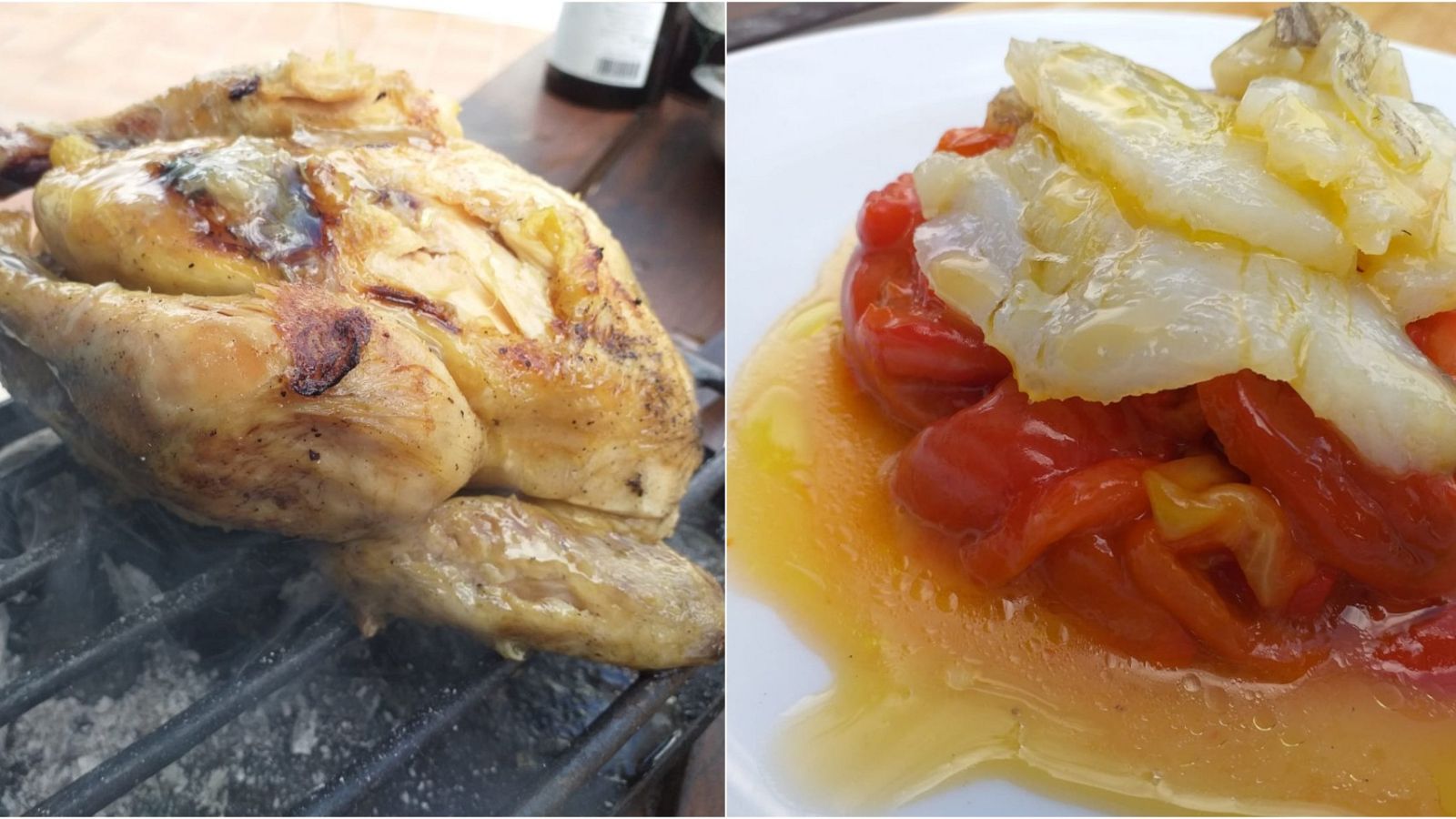 Receta de pollo picantón a la brasa con ensalada de pimientos | Ver
