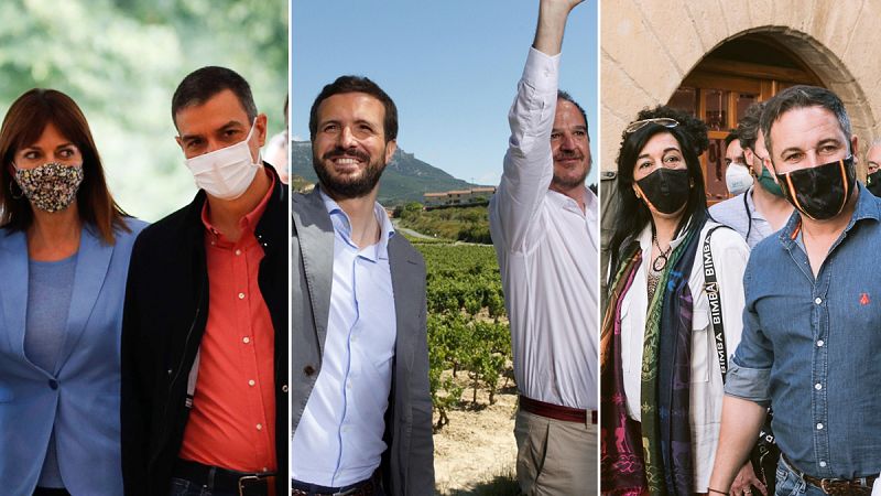 Sánchez, Casado y Abascal se suben a la caravana electoral en Euskadi para apoyar a sus candidatos