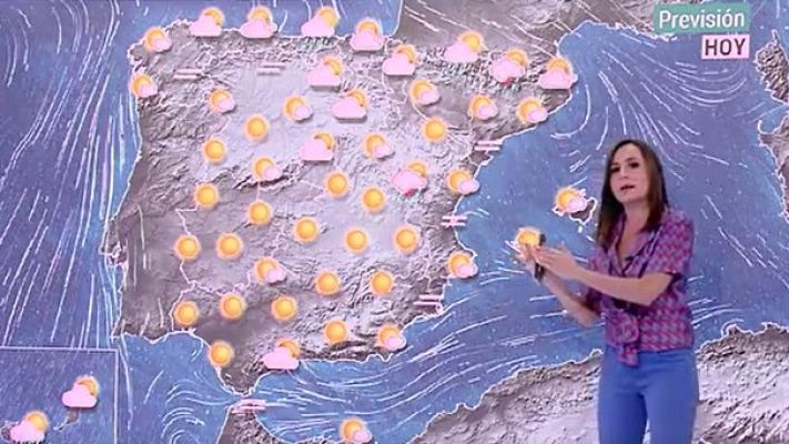 Telediario 1 - Cielo despejado en toda Espana con temperaturas muy altas en la vertiente atlántica peninsular