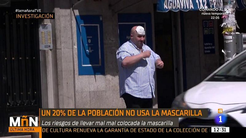 El 20% de la población sigue sin ponerse la mascarilla y muchos le dan un mal uso