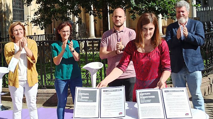 Telediario 1 - Elecciones 12J: Podemos asegura que renunciaría a presidir el Gobierno Vasco si pacta un tripartito con Bildu y PSE