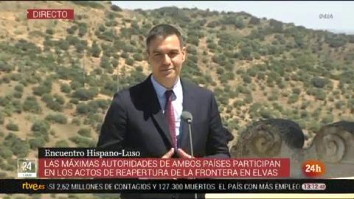 Pedro Sánchez: "Es emocionante reabrir las fronteras entre España y Portugal, que esperemos que jamás se tengan que volver a cerrar por una pandemia"