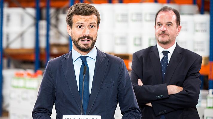 Telediario 1 - Casado pide un "plan de choque" industrial para España y País Vasco con menos impuestos y más exportación
