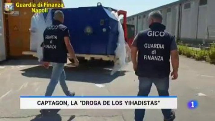 Telediario 1 - La policía italiana intercepta 14 toneladas de anfetaminas Captagón, la "droga de los yihadistas"