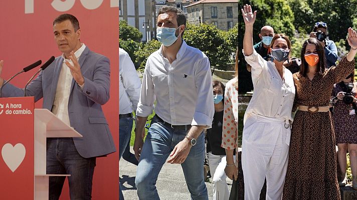 Telediario 1 - Elecciones gallegas: Entran en campaña Pedro Sánchez, Pablo Casado e Inés Arrimadas