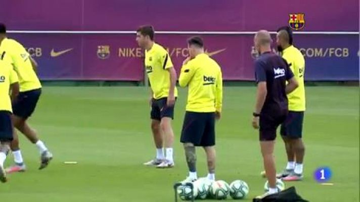 Telediario 1 - Setién: "No voy a especular con el futuro de Messi, no le he escuchado nada"