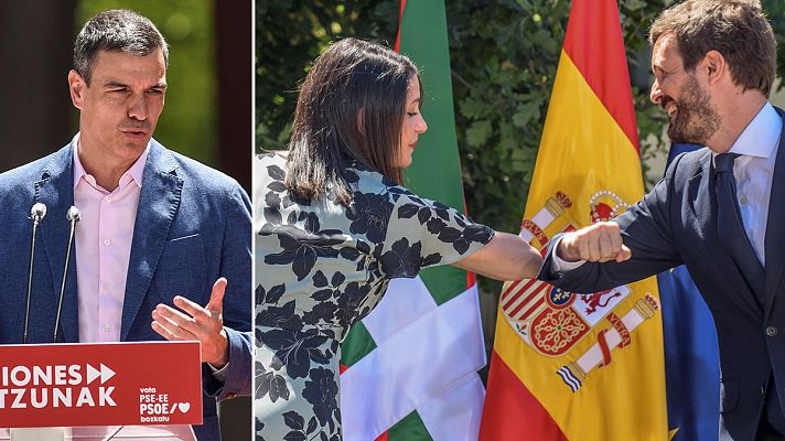 Telediario 1 - Elecciones vascas: Sánchez pide el voto por una Euskadi más social y Casado mientras Arrimadas exhiben fuerza "constitucionalista"