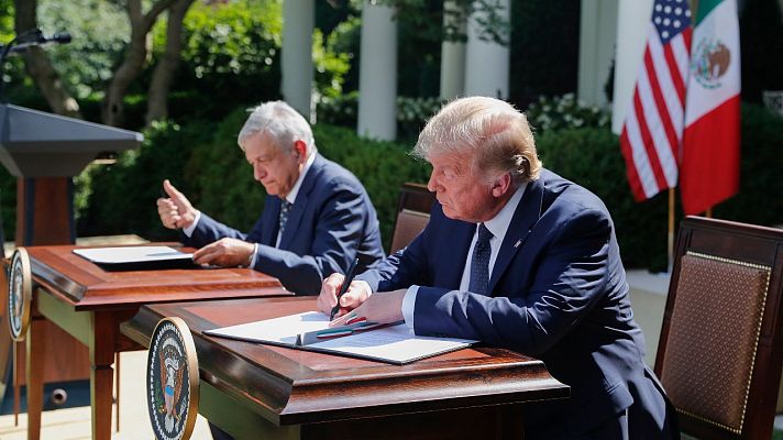 Telediario 1 - Trump evita hablar del muro en su reunión con el presidente mexicano López Obrador