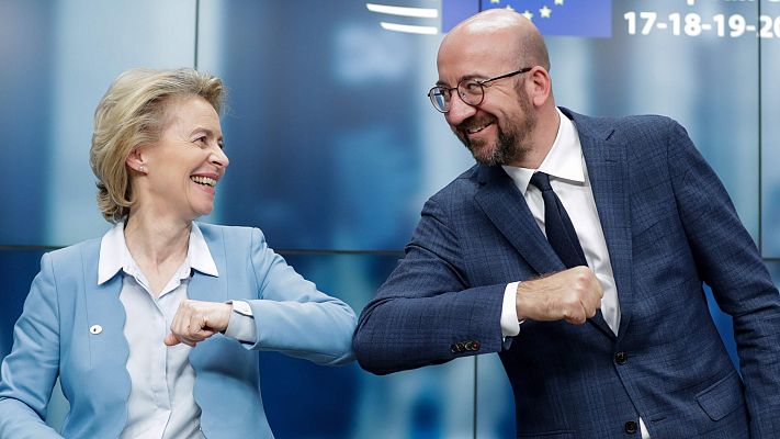 Telediario 1 - Acuerdo histórico en la UE para afrontar la crisis del coronavirus