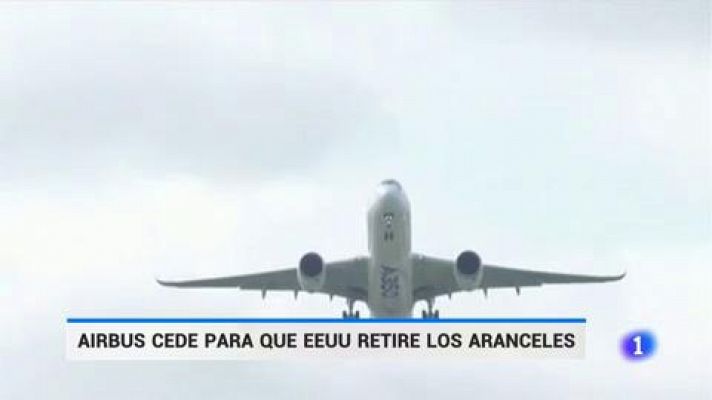 Telediario 1 - Airbus cambia sus contratos con Francia y España para evitar los aranceles de EE.UU.