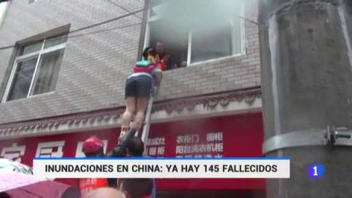 Telediario 1 - Grandes inundaciones en China dejan al menos 145 muertos