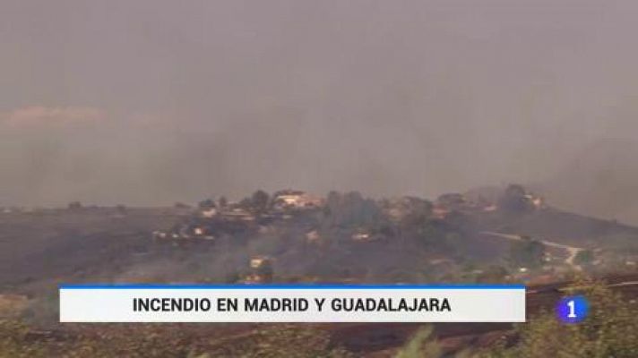 Telediario 1 - Un incendio entre Madrid y Guadalajara obliga a desalojar dos urbanizaciones