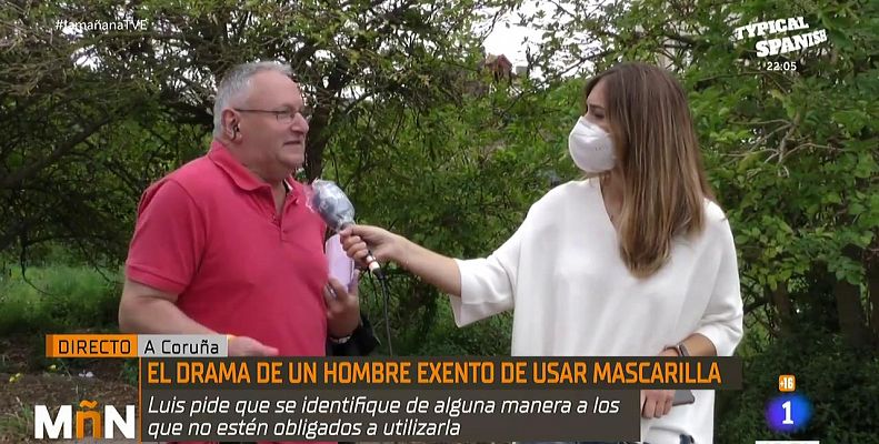 El hombre que no puede utilizar mascarilla