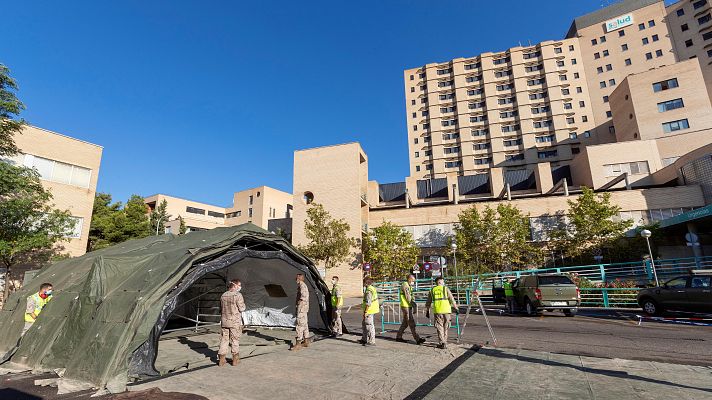 El Ejército del Aire instala una carpa para reforzar las urgencias en el Clínico de Zaragoza