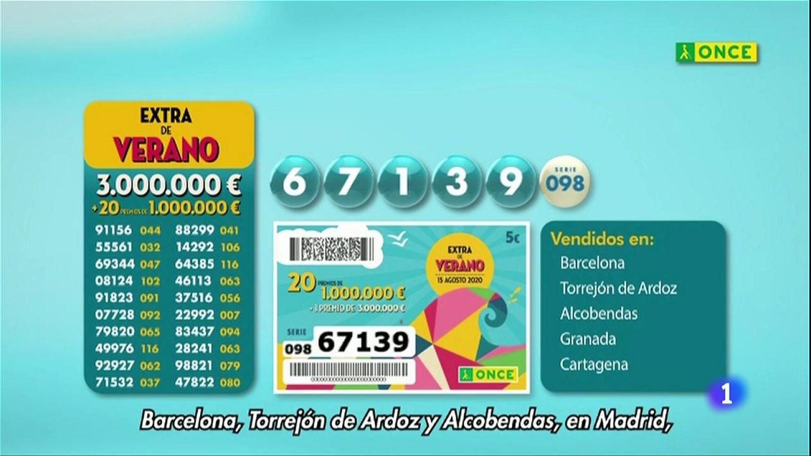 Sorteo ONCE - 15/08/20 - ver ahora