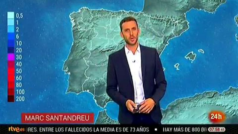 Poco nuboso en buena parte del país y chubascos fuertes en zonas de Cataluña