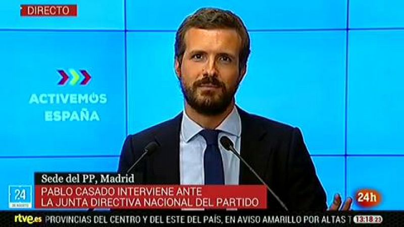 Casado advierte que no hay pacto posible con quien pide la abdicación del rey - RTVE.es - Informativo 24h | Ver