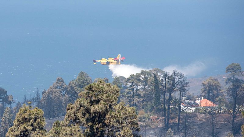 La Palma trabaja para evitar que el calor reavive el fuego, que ha calcinado más de 800 hectáreas
